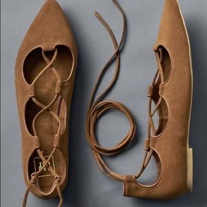 Leather flats with laces